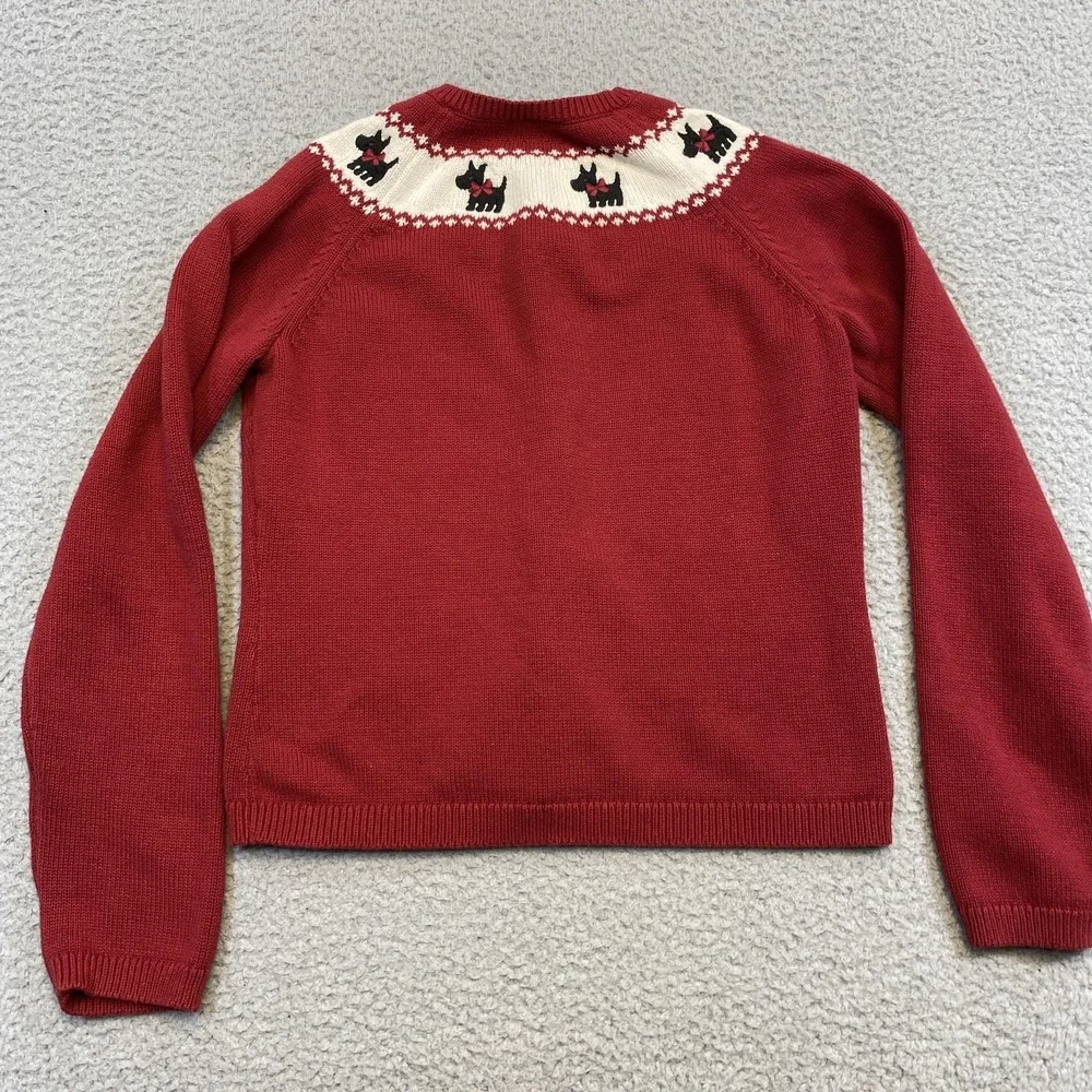 Gymboree Sweater Girls Medium Red Scottie Dog Cardigan‎ Cotton Christmas Holiday